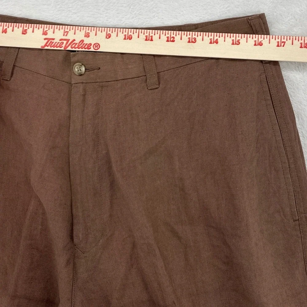 Vintage Banana Republic Mens Pants 33R Brown 100% Irish Linen Flat Front